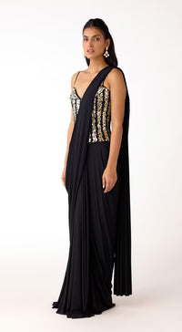 Black Corset Draped Saree Set| Basanti Kapde Aur Koffee