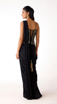 Black Corset Draped Saree Set| Basanti Kapde Aur Koffee