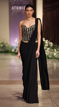 Black Corset Draped Saree Set| Basanti Kapde Aur Koffee
