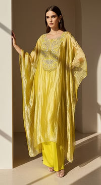 Lime Stillness Embellished Kaftan Set| Basanti Kapde Aur Koffee