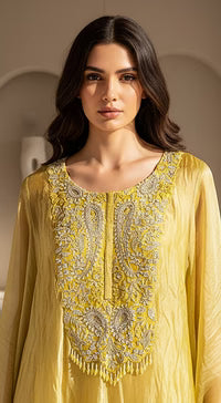 Lime Stillness Embellished Kaftan Set| Basanti Kapde Aur Koffee