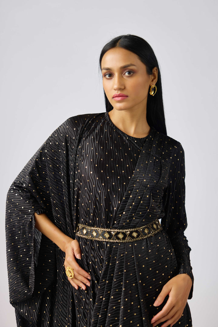 Midnight Glamour Textured Drape Maxi | Basanti Kapde Aur Koffee