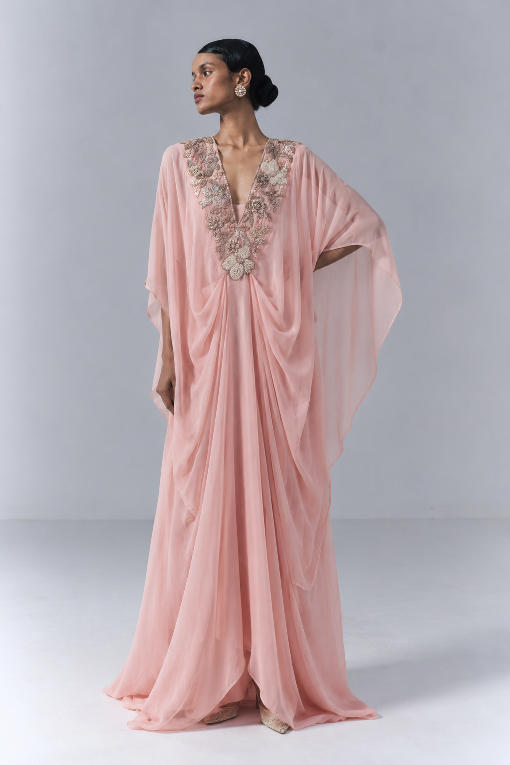 Pink Draped Kaftan|VARUN BAHL