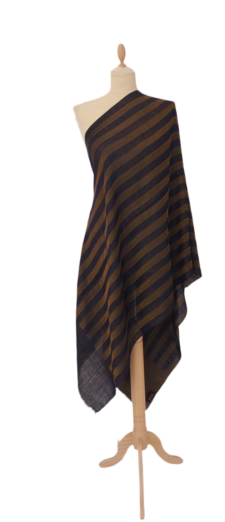 Midnight Blue Stripe Cashmere Scarf | House of Inaayat