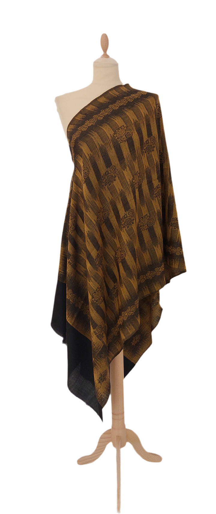 Black and Yellow Mixed Cashmere Scarf | House of Inaayat