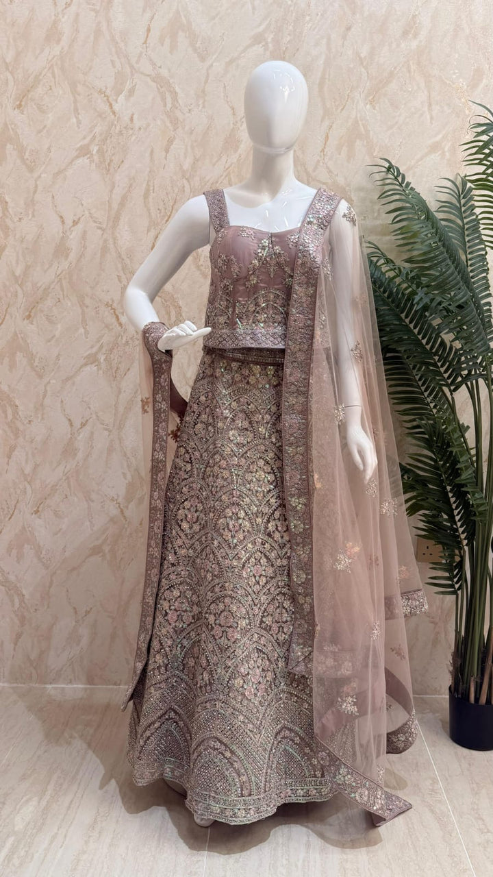 Shagun Dusky Rose Ornate lehenga | Inaayat by Divya Taimni