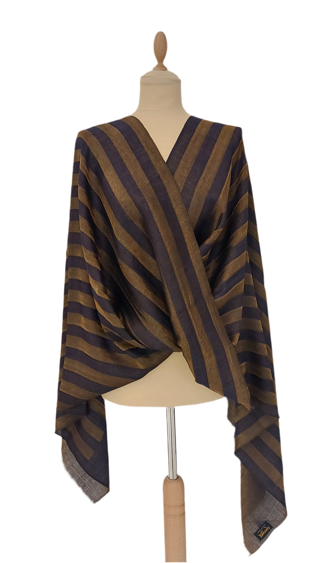 Midnight Blue Stripe Cashmere Scarf | House of Inaayat