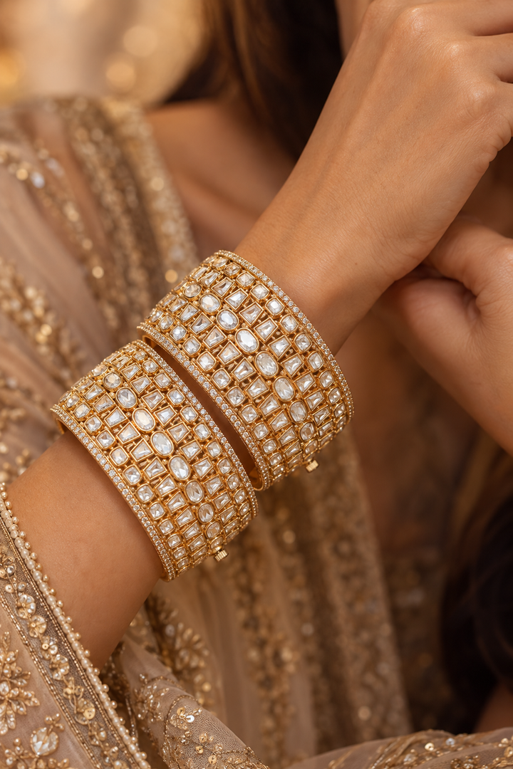 The Lorina " Wedding Golden Bangle Set (Set of 2)| House of Inaayat