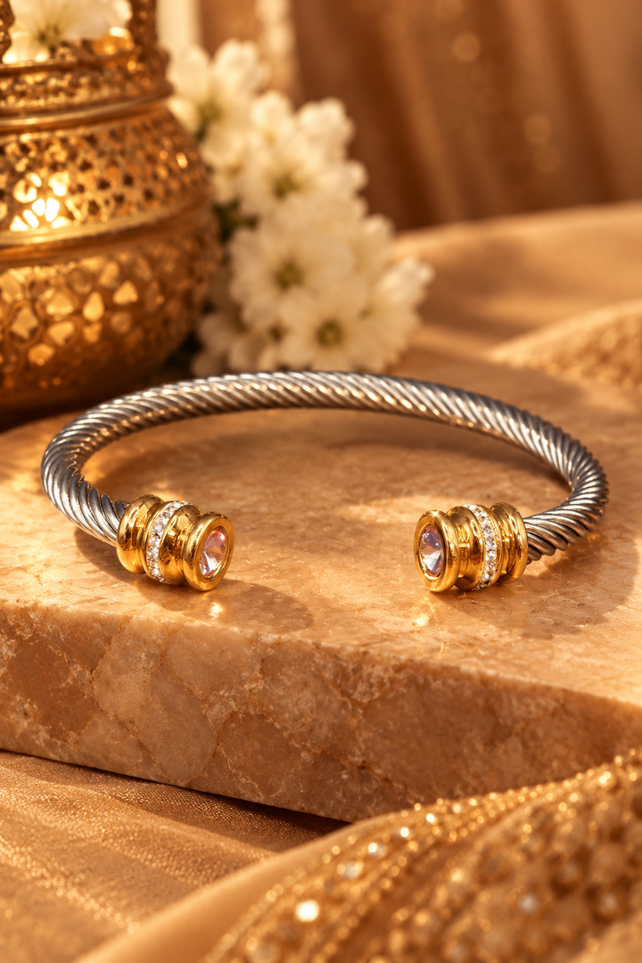 Sofia Silver Bracelets with Pink, Red, Blue, Yellow or Green Gems|Inaayat by Divya Taimni