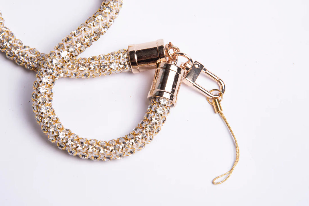 Chunky Crystal Phone Wristlet - Gold |Natelzee