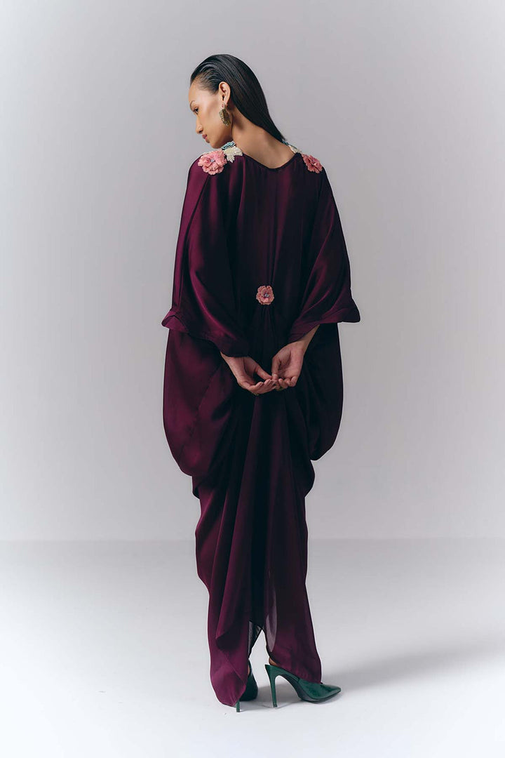 Purple Embroidered Draped Kaftan|VARUN BAHL