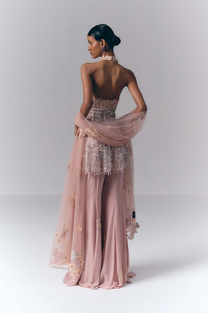 Blush Pink Embroidered Sharara Set|VARUN BAHL