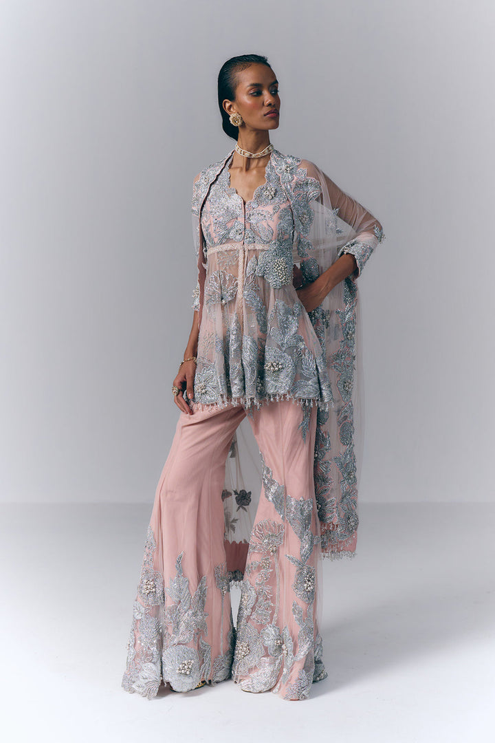 Aurora Blush Peplum set |VARUN BAHL
