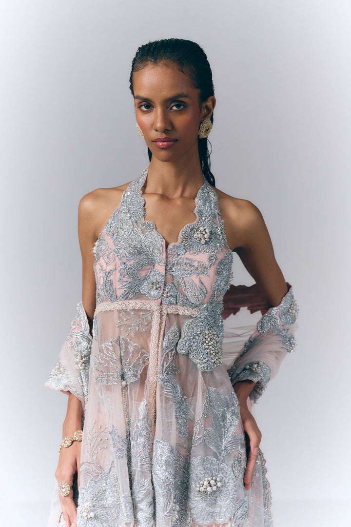 Aurora Blush Peplum set |VARUN BAHL