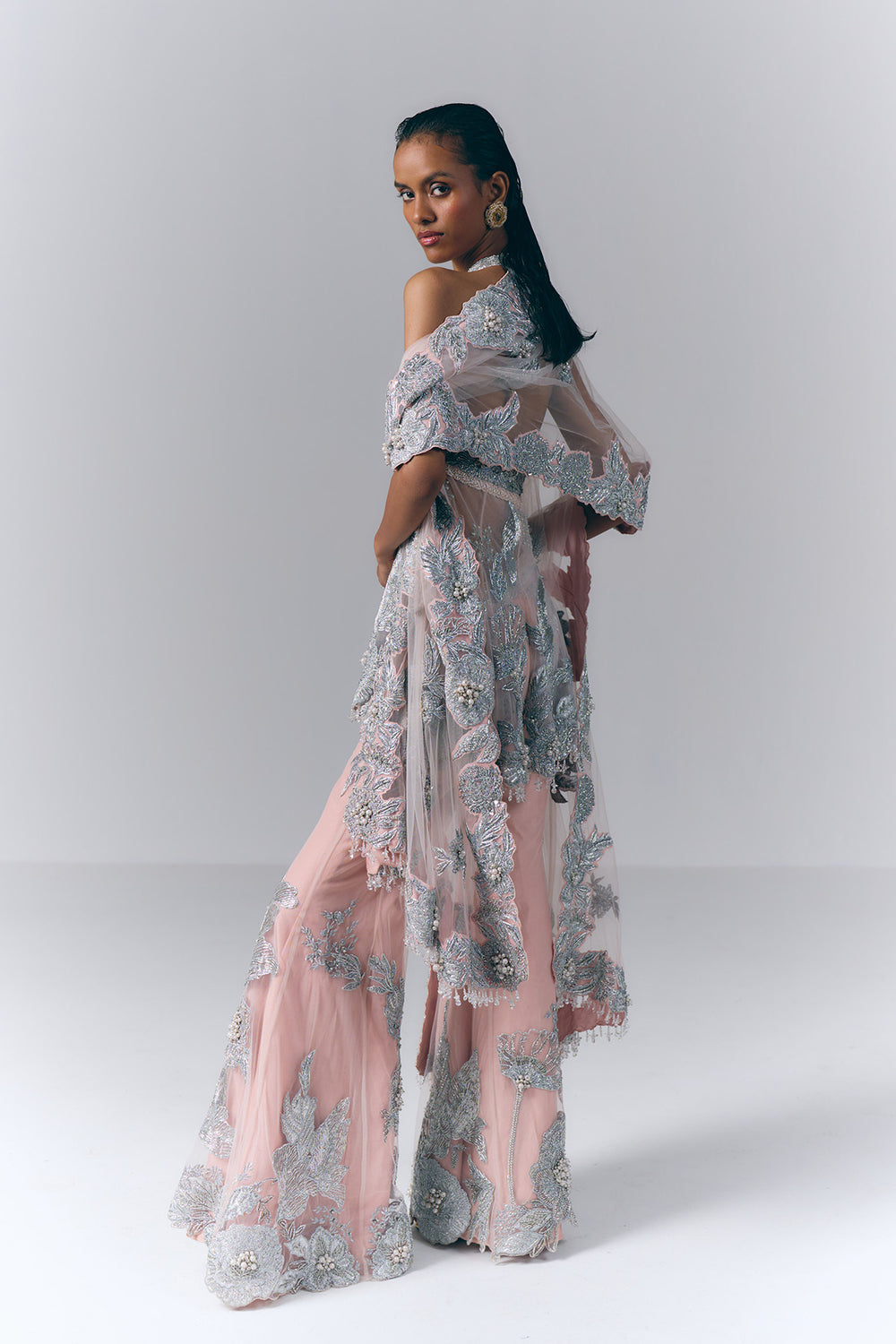 Aurora Blush Peplum set |VARUN BAHL