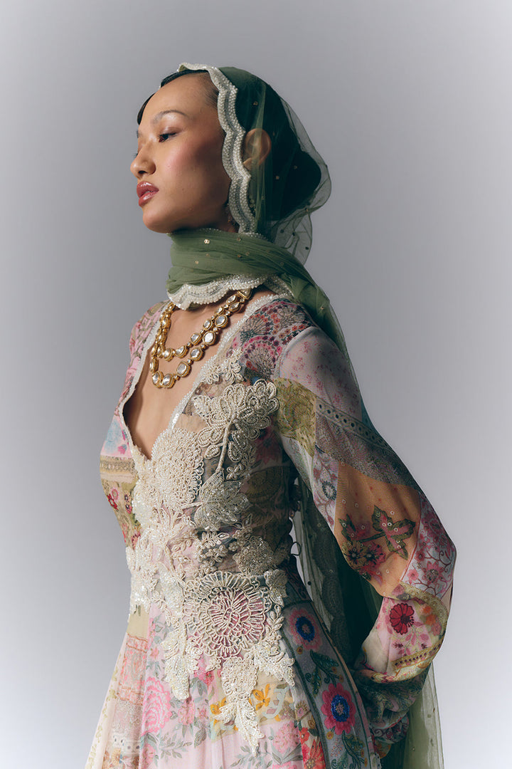 Patchwork Embroidered Anarkali Set |VARUN BAHL