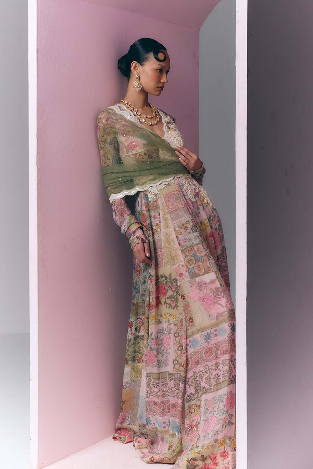 Patchwork Embroidered Anarkali Set |VARUN BAHL