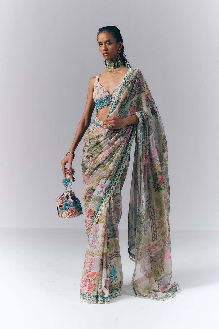 Botanical Mosaic Saree |VARUN BAHL