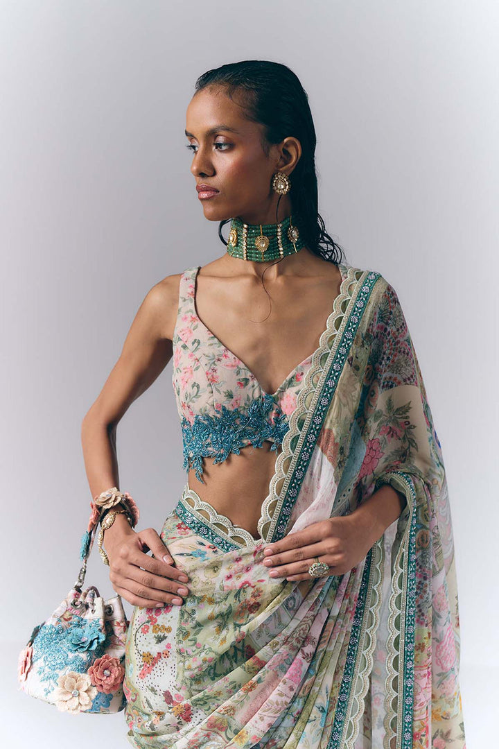 Botanical Mosaic Saree |VARUN BAHL