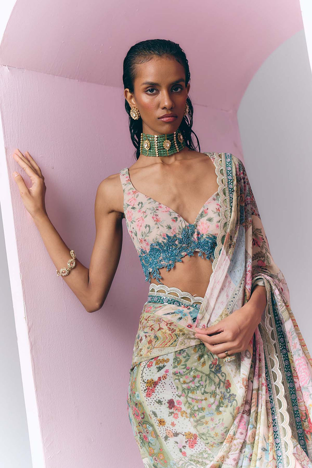Botanical Mosaic Saree |VARUN BAHL