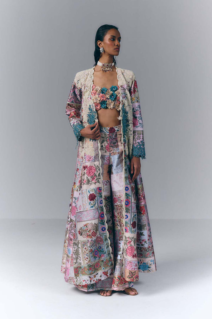 Patchwork Embellished Jacket Set|VARUN BAHL