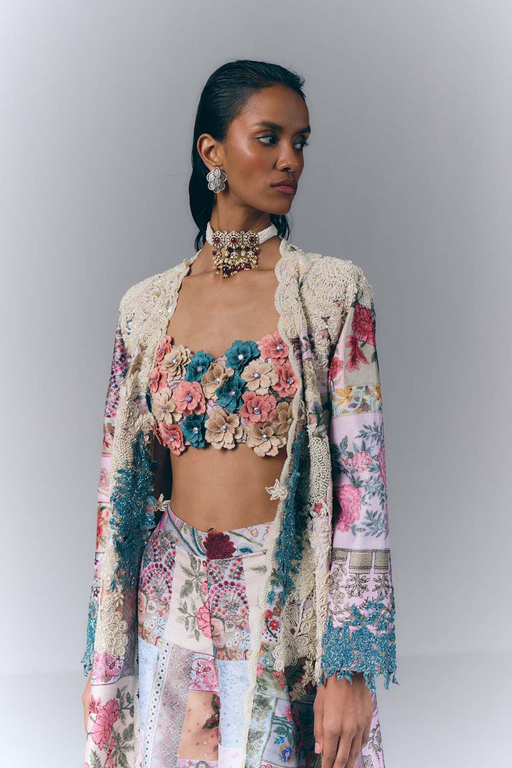 Patchwork Embellished Jacket Set|VARUN BAHL