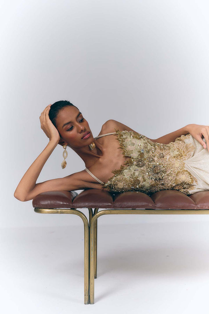 Champagne Drape Gown |VARUN BAHL