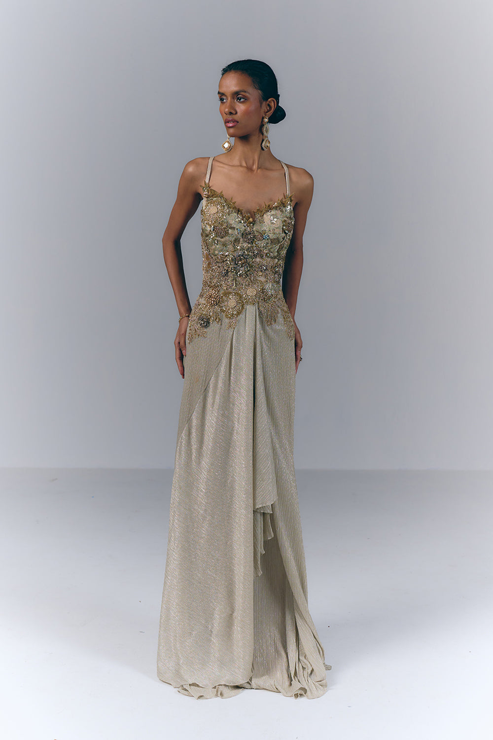 Champagne Drape Gown |VARUN BAHL