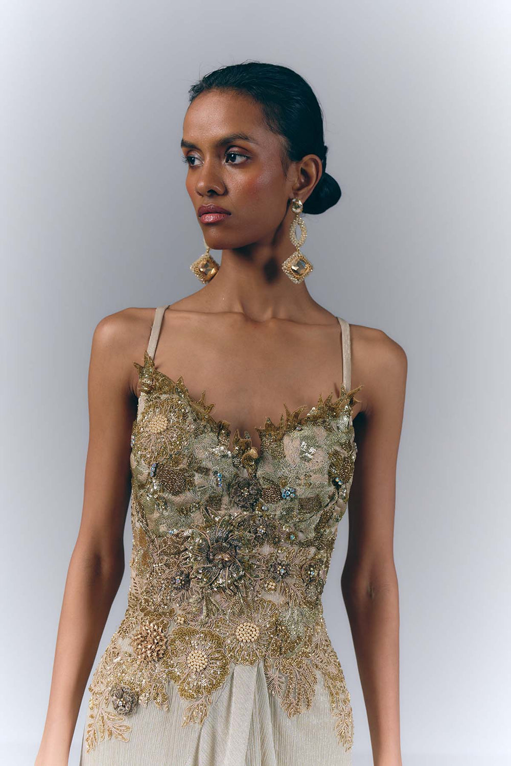 Champagne Drape Gown |VARUN BAHL