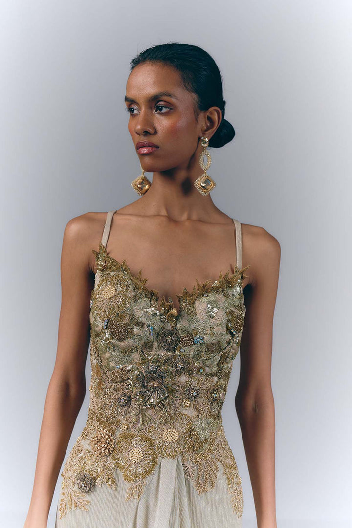 Champagne Drape Gown |VARUN BAHL