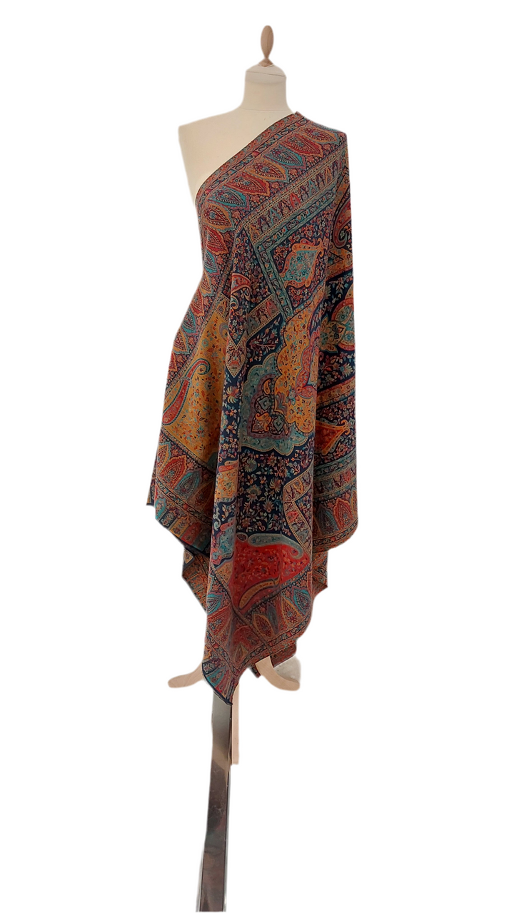 Bhoomi Midnight Blue Cashmere Shawl |House Of Inaayat