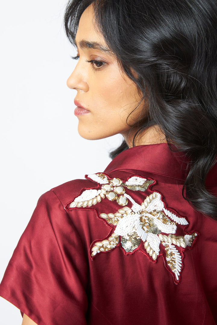 Ravena - Floral Broach Long Wrap Dress|MADDER MUCH