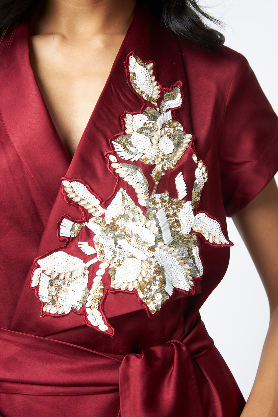 Ravena - Floral Broach Long Wrap Dress|MADDER MUCH