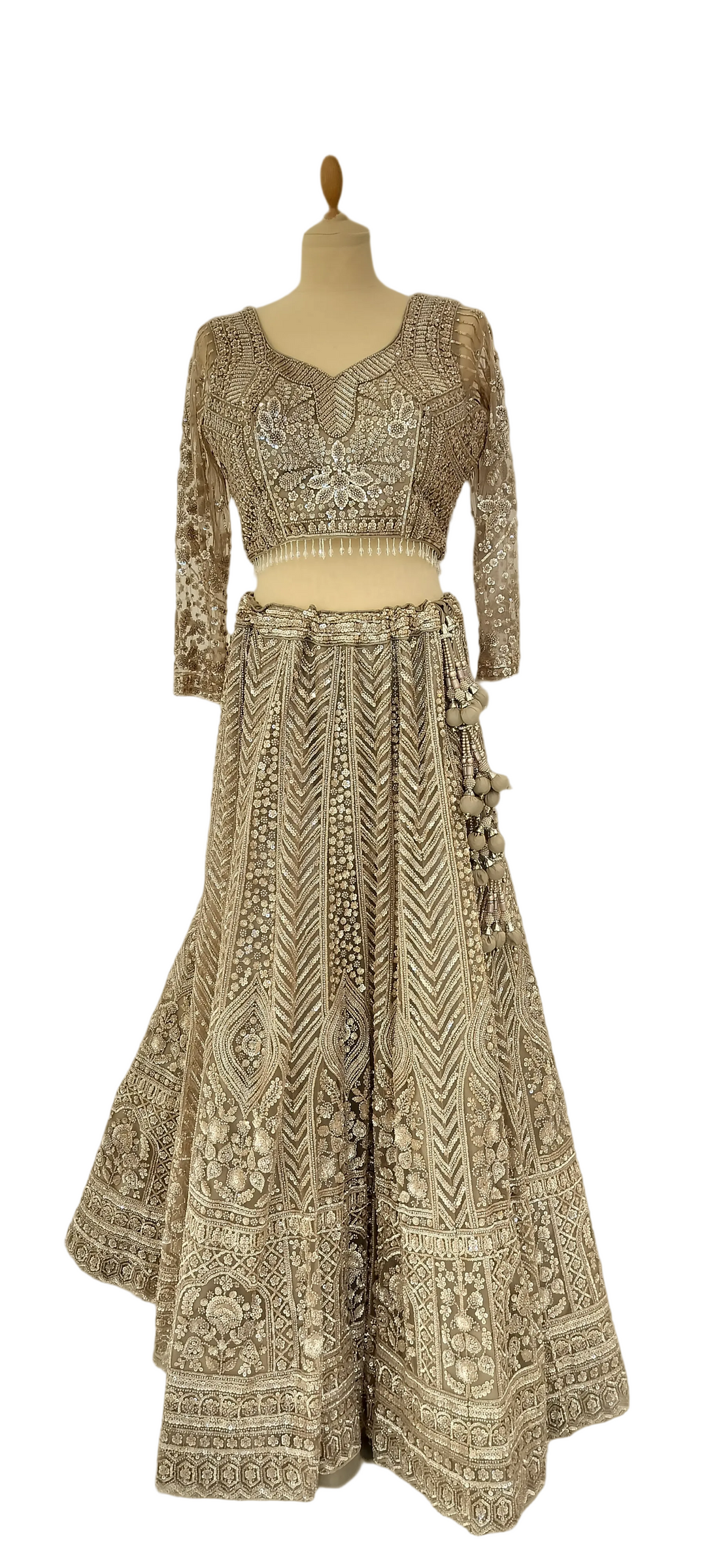 Shagun Metallic Mocha Beaded Sequins Lehenga | Inaayat by Divya Taimni