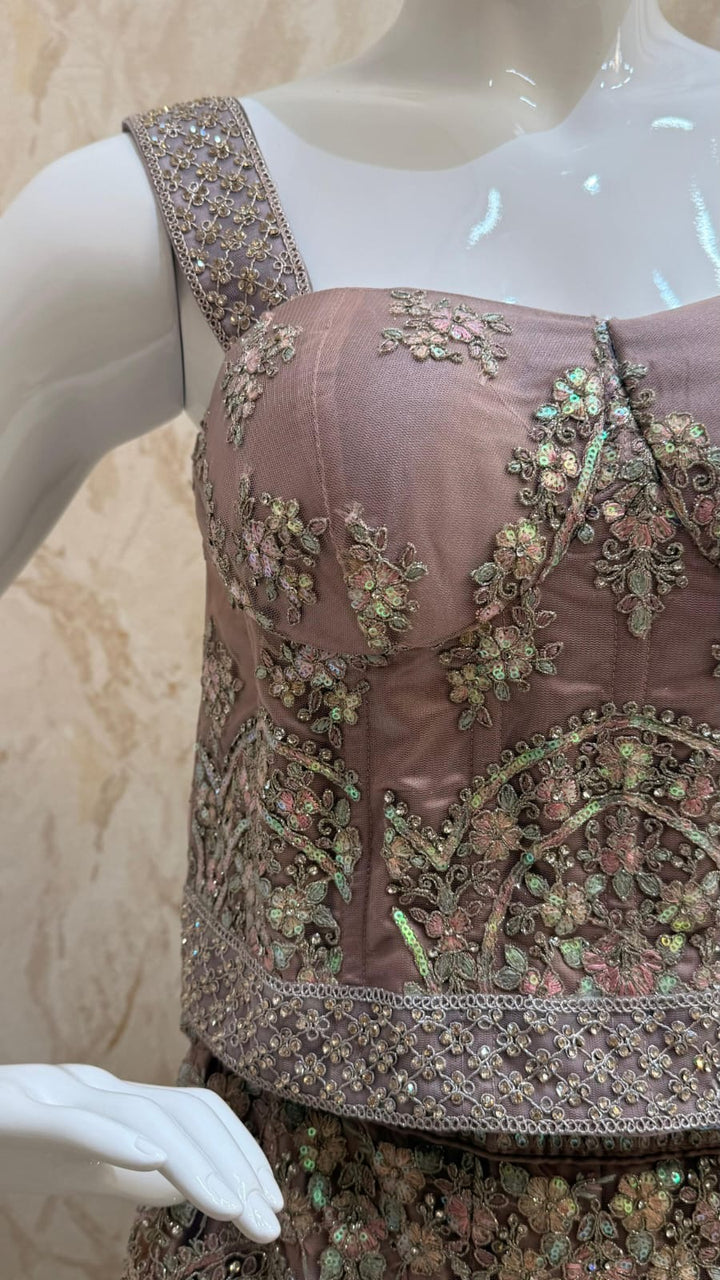 Shagun Dusky Rose Ornate lehenga | Inaayat by Divya Taimni