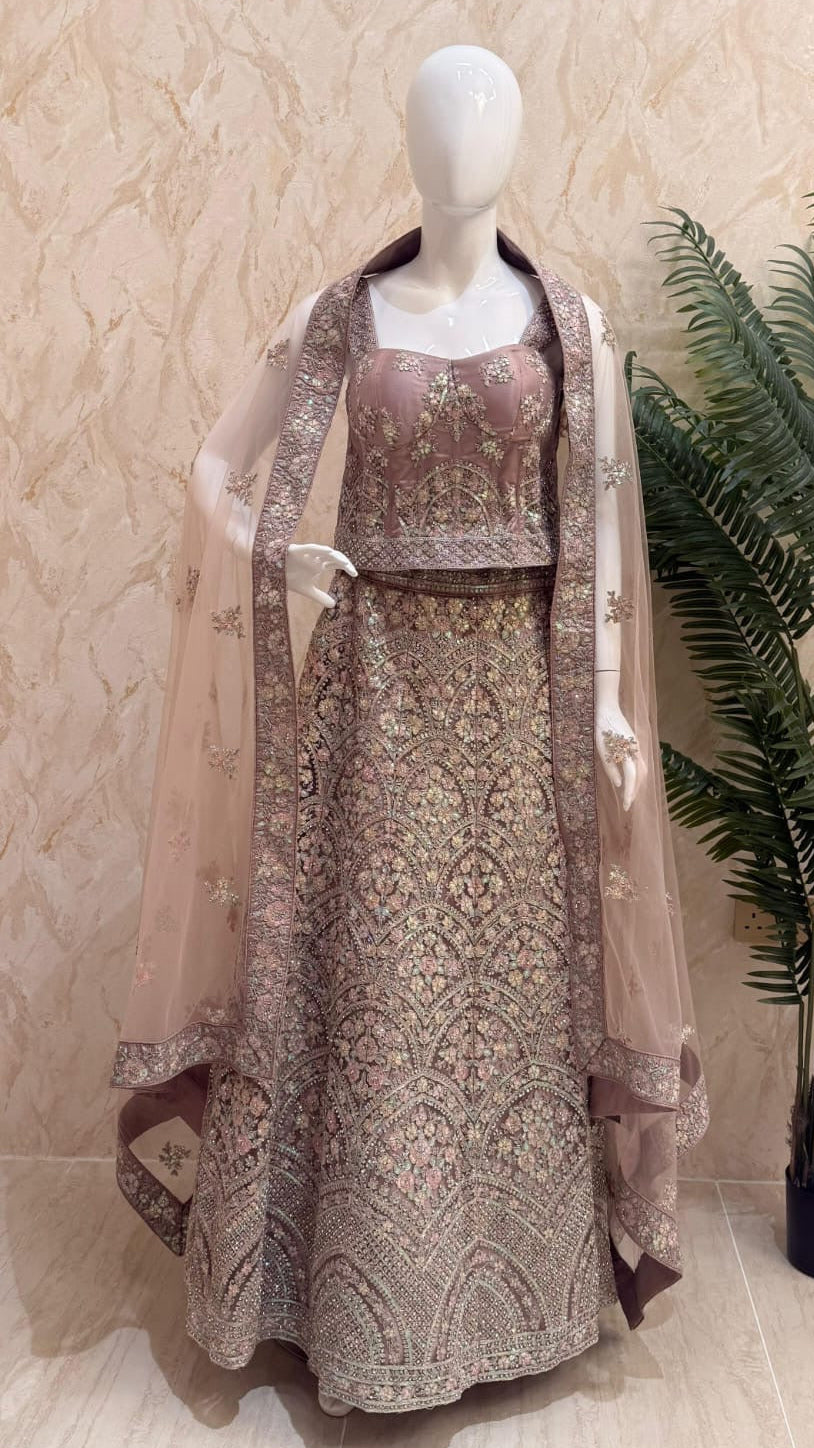 Shagun Dusky Rose Ornate lehenga | Inaayat by Divya Taimni