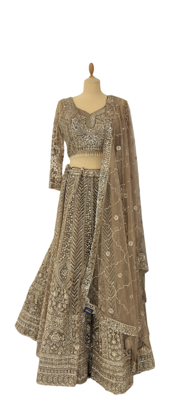 Shagun Metallic Mocha Beaded Sequins Lehenga | Inaayat by Divya Taimni