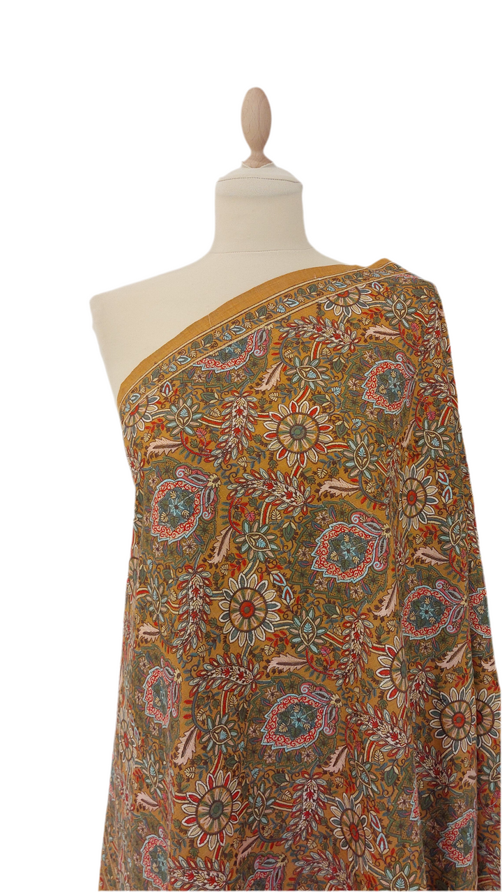 Siya Mustard Yellow Cashere Shawl |House Of Inaayat