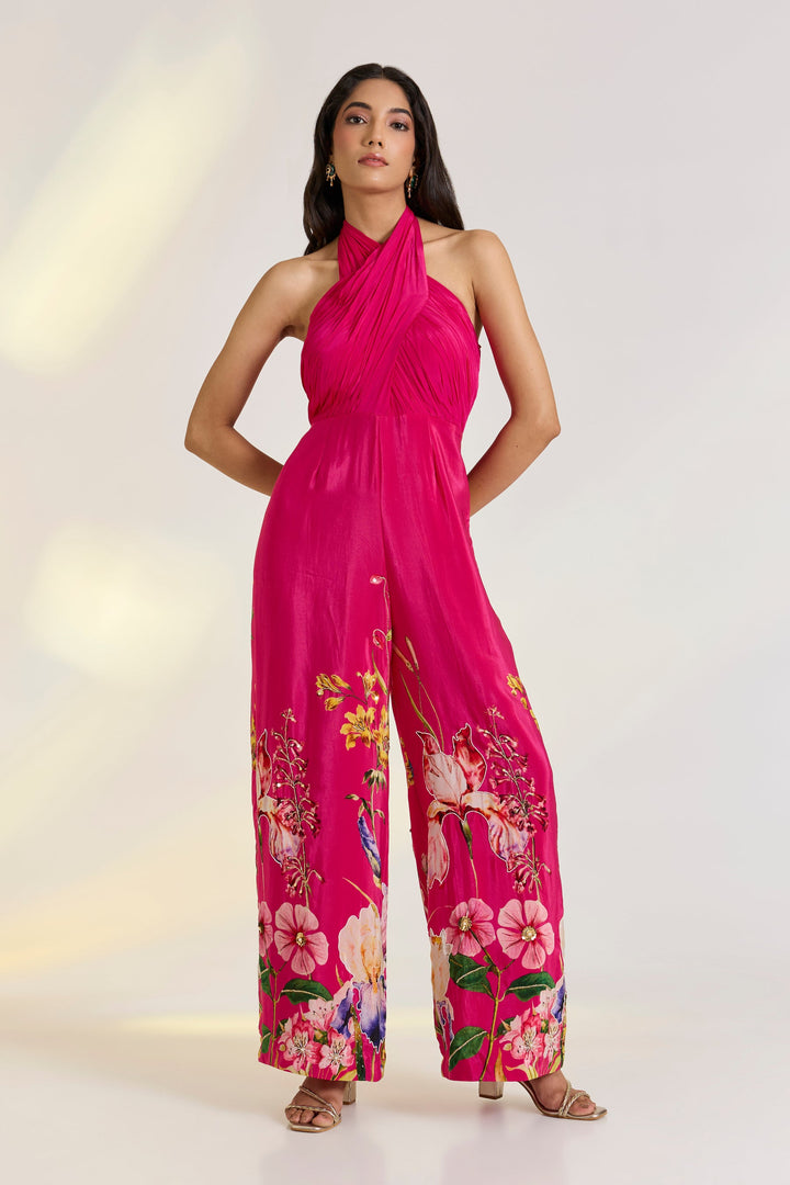 Pink Floral Draped Jumpsuit| Shruti rawal