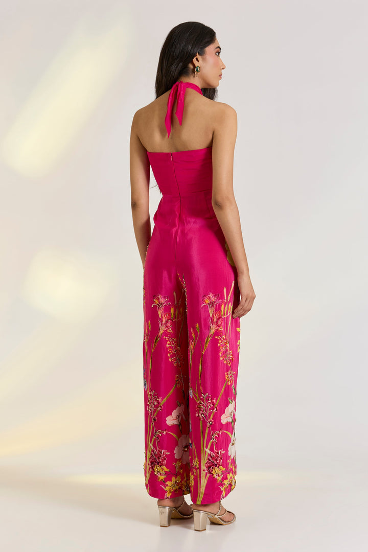Pink Floral Draped Jumpsuit| Shruti rawal