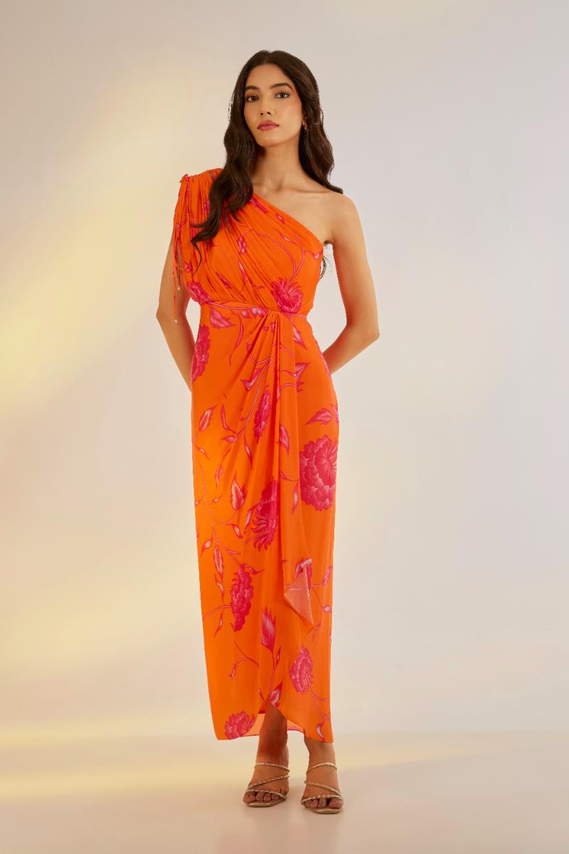 Printed Cowl Drape Dress| Shruti rawal
