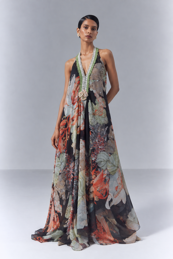 Black Floral Dress| VARUN BAHL