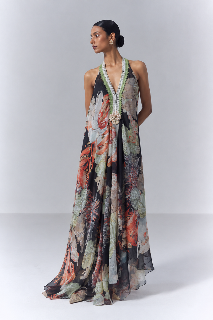 Black Floral Dress| VARUN BAHL