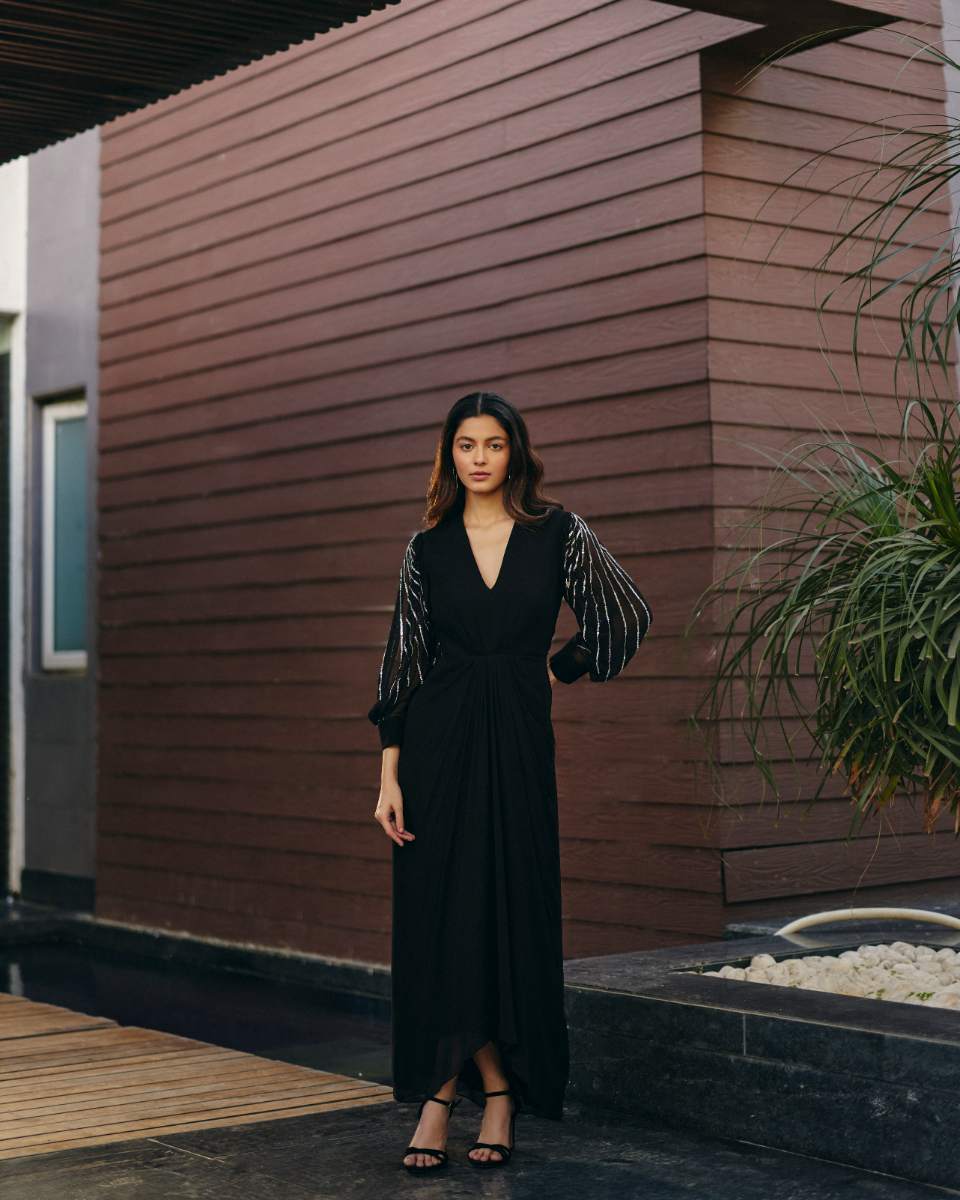 Black Georgette Evening Dress | Shruti rawal