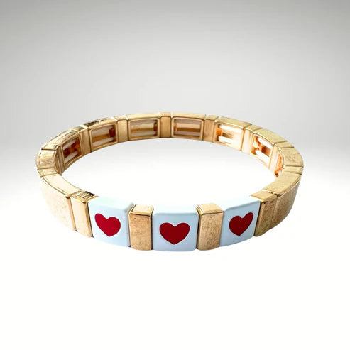 Brass Enamel Bracelets - Hearts|Natelzee