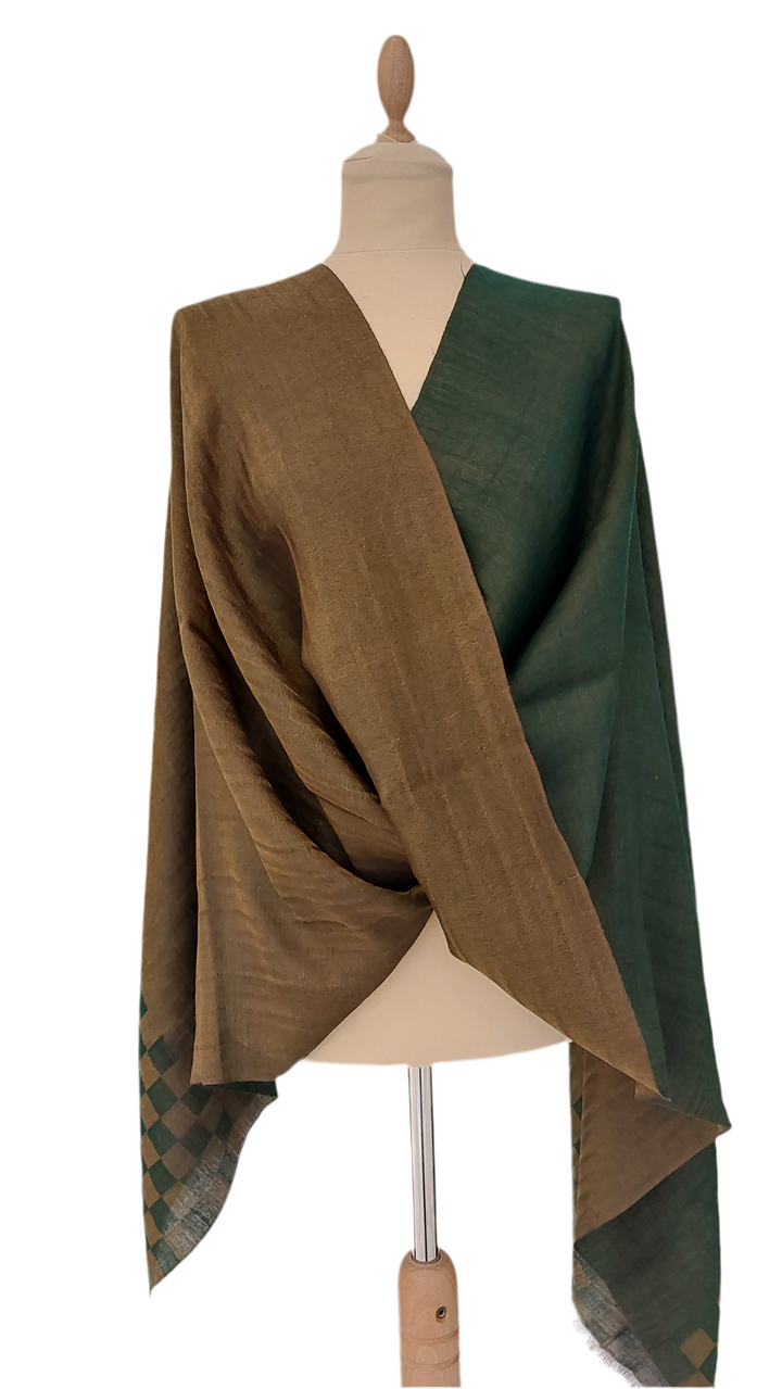 Emerald Green Reversible Cashmere Scarf | House of Inaayat