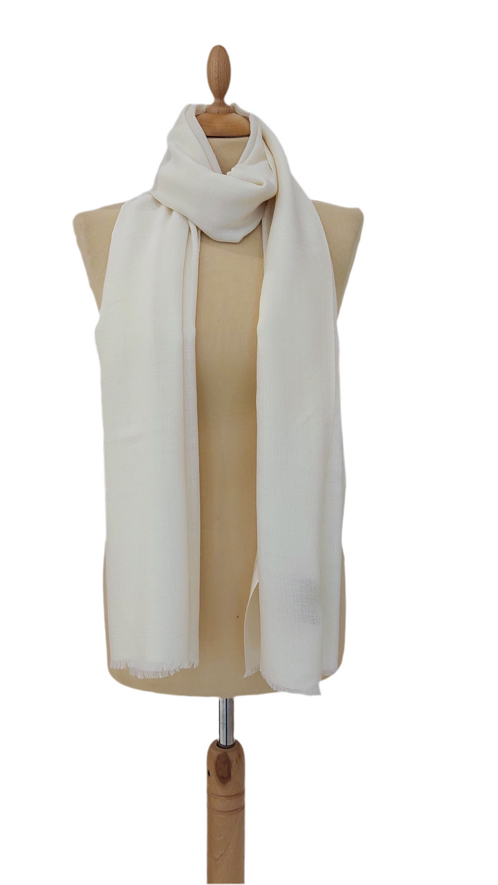 Rania White Plain Pashmina Scarves