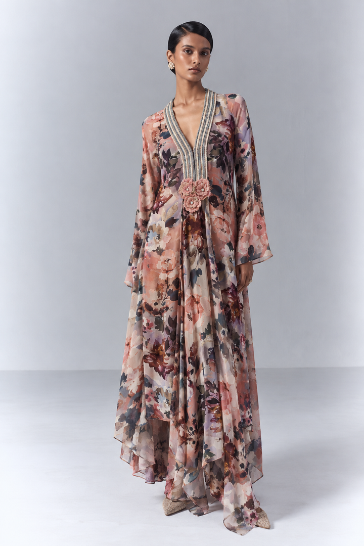 Multicolor Floral Printed Dress | VARUN BAHL