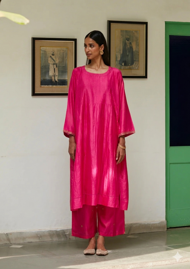 Pink Festive Silk Kurta Set | Andaaz by Jyoti Dhawan