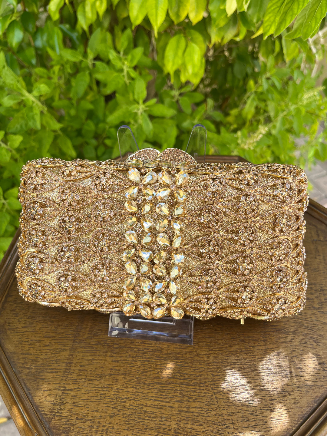 Iconic Gold Rhinestone Sparkling Clutch Purse | House of Inaayat